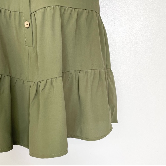 NWT Olive green Lilly Rose loose fit Bohemian short sleeve romper w/pockets - Picture 4 of 7